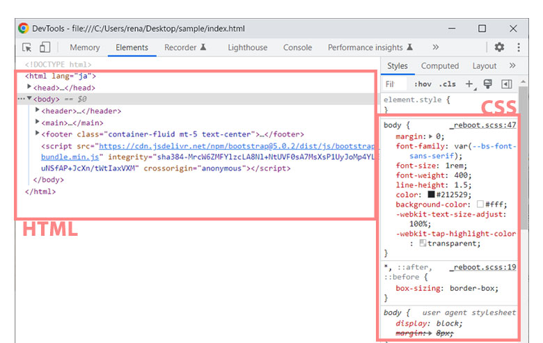 デベロッパーツールでスマホ表示を確認
