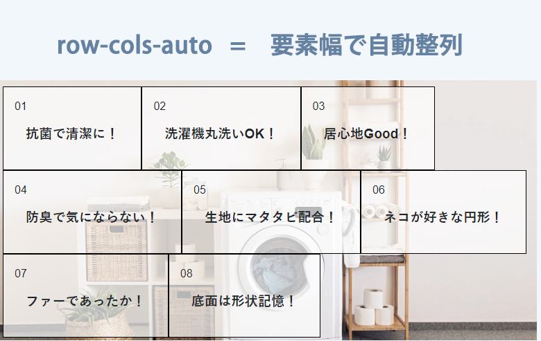 row-cols-autoの表示サンプル さくうぇぶ