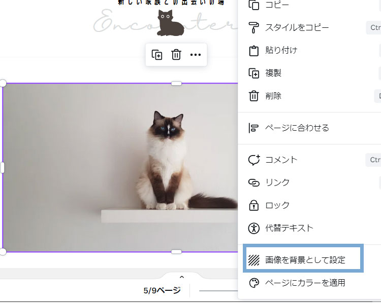 Canvaで写真を背景に設定